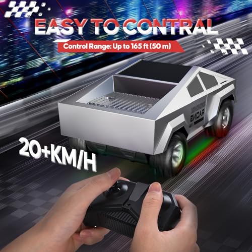 1:24 RC Car Toys, All Terrain High Speed 2WD RC Truck with Light and Loadspace, 2.4GHz Off-Road Vehicles Remote Control Car, Electric Vehicle Toys Gift for Boys Girls Age 3+ - color: Silver