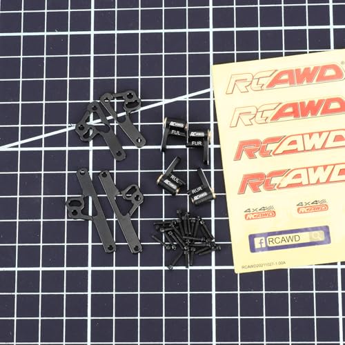 RCAWD SCX24 Shock Flex Blades Extended Travel Adjustable Shocks Mount Suspension Upgrade for AXIAL SCX24 Upgrades 1/24 RC Crawler Black - color: Black