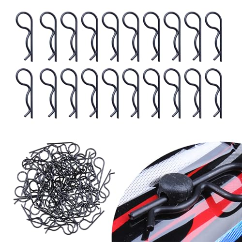 100PCS Universal RC Body Clips Pins for All 1/10 1/12 Scale Traxxas Redcat Axial SCX10 Losi HPI Himoto HSP Exceed RC Car Parts Truck Buggy Shell Replacement (Black) - color: Black