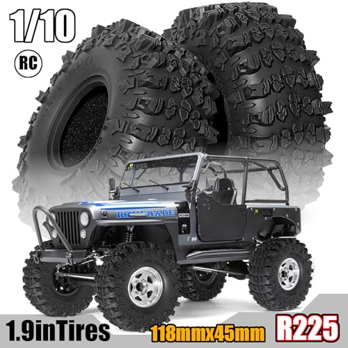 4PCS 1.9" Crawler Climbing Tires OD 4.65'' 1/10 RC Crawler Rubber Tires for Traxxas TRX4 Axial SCX10 90046 SCX10 Tamiya CC01 D90 Redcat Gen7/8 1/10 RC Crawler Car