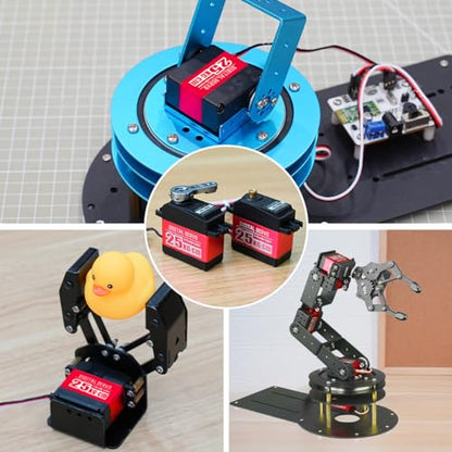25KG Servo High Torque Servo Motors, Waterproof Full Metal Gear Steering Servo for Robot DIY, Digital Servo with 25T Servo Horn, Control Angle 180° - size: 25KG/180° VERSION