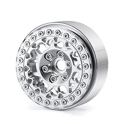 RCLIONS Aluminum 1.9" Beadlock Wheels Rims for AXIAL SCX10-I SCX10 II III AXI03007 TRX4 1/10th RC Crawler Truck Car | 1/10th RC Crawler Truck Car Upgrade Parts - color: Silver
