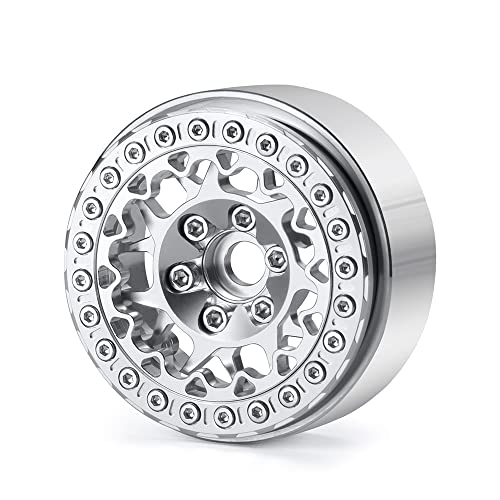 RCLIONS Aluminum 1.9" Beadlock Wheels Rims for AXIAL SCX10-I SCX10 II III AXI03007 TRX4 1/10th RC Crawler Truck Car | 1/10th RC Crawler Truck Car Upgrade Parts - color: Silver