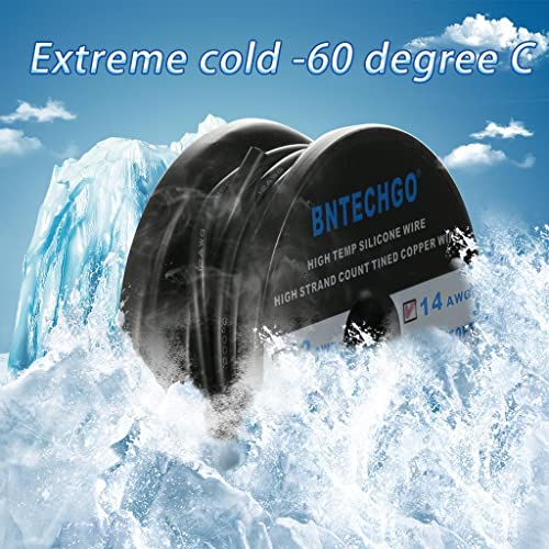 BNTECHGO 14 Gauge Silicone Wire Black 50ft Stranded Tinned Copper Wire | Flexible 14 AWG Stranded Wire Silicone Rubber Insulation For RC Models, Drone, Robot, Battery, EV Charger, 3D Printer, DIY - color: Black, size: silicone wire 50ft