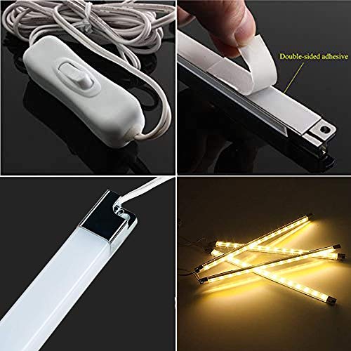 Premium LED Light Strips Kit: 6 x 12 Linkable Bars + Rocker Switch for Warm White Ambient Lighting in Cabinets, Closets, Shelf, Display Case, Showcase Lighting, 3000K Warm White | 3000K Warm White, PCB Cabinet Lighting for Kitchen Shelf, Display Case, Boo