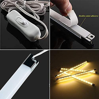 Premium LED Light Strips Kit: 6 x 12 Linkable Bars + Rocker Switch for Warm White Ambient Lighting in Cabinets, Closets, Shelf, Display Case, Showcase Lighting, 3000K Warm White | 3000K Warm White, PCB Cabinet Lighting for Kitchen Shelf, Display Case, Boo