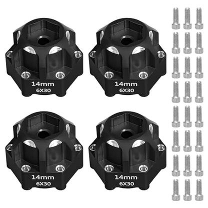 LRFHL 1/10 6x30 to 14mm Hex Adapters for 1/10 Proline Arrma Senton Granite | 20mm Thickness, Aluminum Wheel Hex Hub Adapter Upgrade Parts, Black - color: Black 14mm