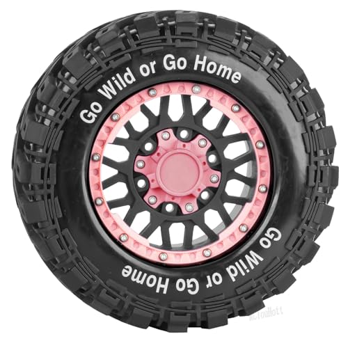 RC Truck Tires Wheel for 1/10 Big Rock Granite Vortek 3s / Stampede Rustler RC Car,4-Pack RC Wheels Tires Plastic Wheels w/12mm/14mm/17mm Replaceable Hex,Pink-Black - color: Pink-black- (Rc Tires Wheel)