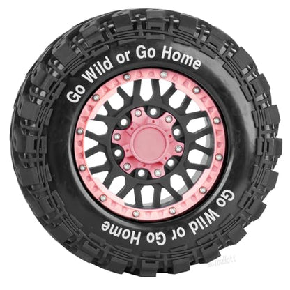 RC Truck Tires Wheel for 1/10 Big Rock Granite Vortek 3s / Stampede Rustler RC Car,4-Pack RC Wheels Tires Plastic Wheels w/12mm/14mm/17mm Replaceable Hex,Pink-Black - color: Pink-black- (Rc Tires Wheel)