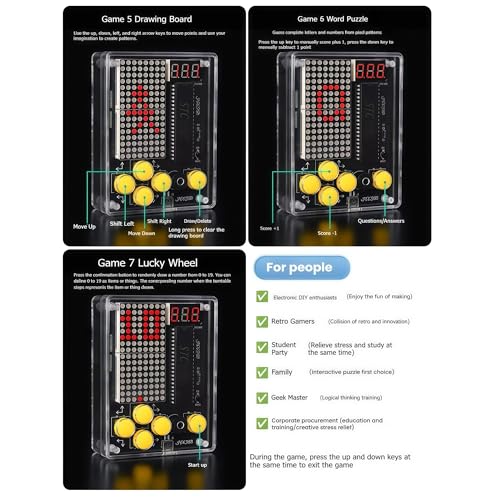 DIY Soldering Project Game Kit Electronic Practice Solder Soldering Kit | 7 Retro Classic Pixel Game Maker Idea for STEM Education Friends Gifts