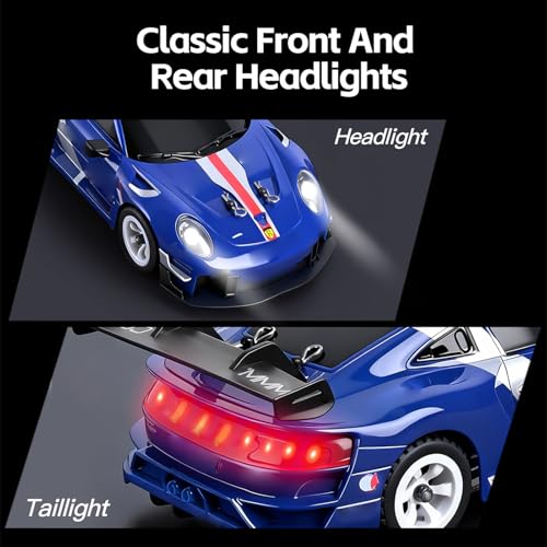 Wltoys 284019-A RC Drift Car, 1:28 Scale 4WD Rally RC Car, 2.4GHz, 30km/h, Dual Battery Edition, Independent Suspension, Gyro Stabilizer, LED Lights, Full Proportional Control (Blue) - color: Blue