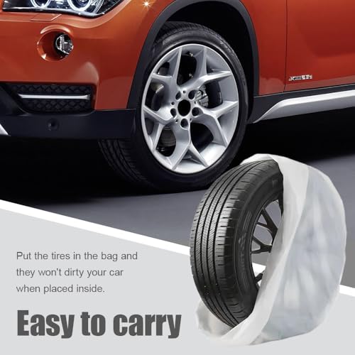 8PCS Extra-Large Tire Covers, Tire Storage Bags, Waterproof Dustproof Wheel Protective Cover, Automotive Accessories Tear-Resistant Plastic Spare Tyre Bags Universal for Most Vehicles (8PCS)