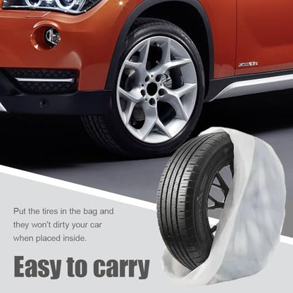 8PCS Extra-Large Tire Covers, Tire Storage Bags, Waterproof Dustproof Wheel Protective Cover, Automotive Accessories Tear-Resistant Plastic Spare Tyre Bags Universal for Most Vehicles (8PCS)