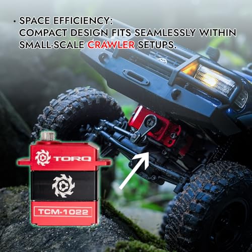 Helidirect TORQ TCM-1022 Full CNC Case Metal Gear Coreless Servo for Small-Scale RC Crawlers - RC Crawler Upgrade RC Servo (TCM-1022)