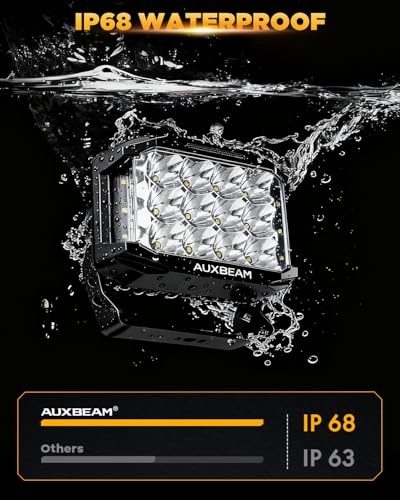 Auxbeam V-MAX Series 7" 204W Cube LED Light Pod 270° Side Shooter Light Bar | 204W 24000LM Pod Lights, Spot Flood Combo Beam, Offroad Light with DRL & Back light, IP67 Waterproof, with Harness Kit - color: 7*5in Cube LED Pod