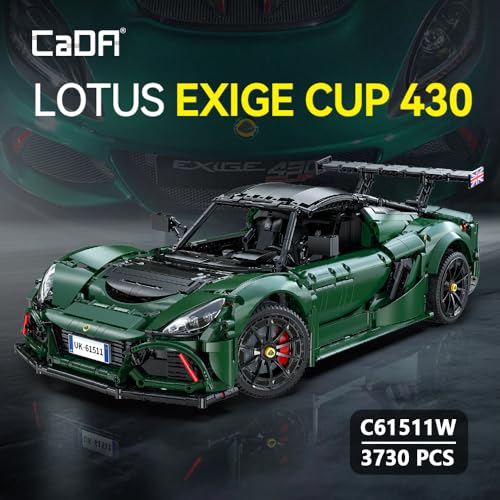 CaDA Master C61511W Lotus Exige Cup 430 1:8 Static Building Block Supercar 3730 Pieces 53.8cm Collectible Display Model for Adults 14+