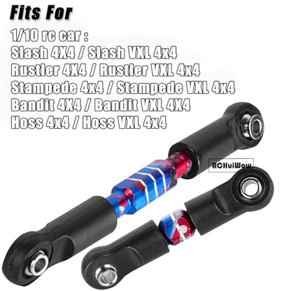 RC Alloy Turnbuckles Camber Links Upgrades Part for 1/10 Slash 4WD(VXL),Rustler 4WD(VXL),Stampede 4WD(VXL),Bandit 4WD(VXL),Hoss 4WD(VXL) Adjustable Tie Rods & Turnbuckles,Colorful - color: Colorful-1set