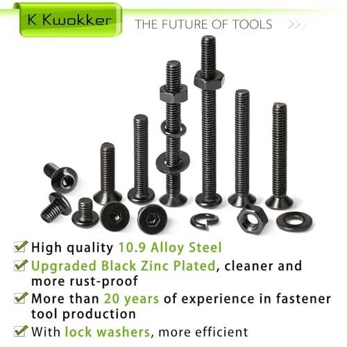 2540Pcs M3 Screw Kit 4MM to 35MM, M3 Button Head Screws & Flat Head Screws, Upgraded Zinc Plated Assorted Nuts and Bolts Assortment Kit Black M3 Screws with Nuts, Washer and Lock Washers - size: M. M3