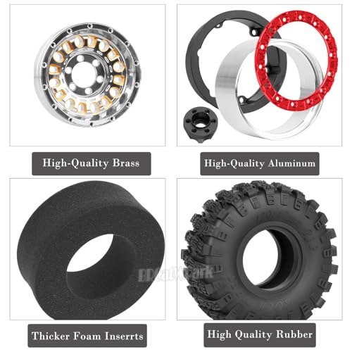 1.9 Brass Wheel Tires for 1/10 SCX10 SCX10 II 90046 SCX10 III AXI03007 SCX10 Pro TRX4 TRX6 Gen7/8 D90 VS4-10 MST CFX RC Crawler Car,1.9 Brass&Aluminum RC Off Road Wheels and Tires,Silver - color: Silver - (4pcs Wheel Tires)