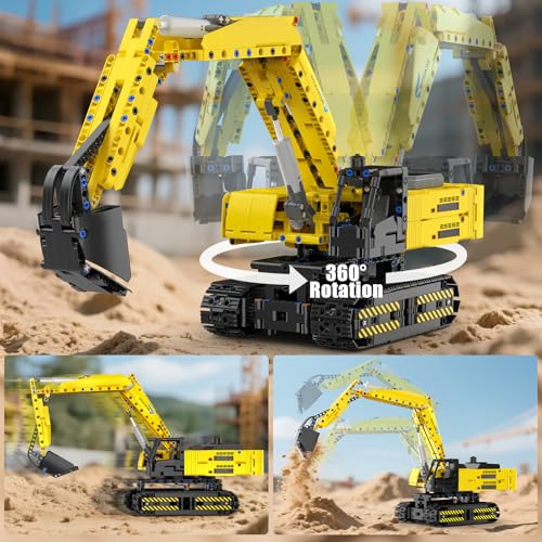 Mould King RC Excavator Building Sets, 15061 Construction Engineering Model Kits with APP Remote Control Building Kits, MOC Construction Vehicles Sets for Adult(1113PCS) - style: Mechanischer Bagger 15061