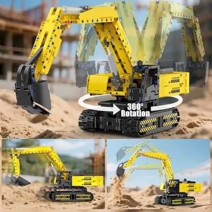 Mould King RC Excavator Building Sets, 15061 Construction Engineering Model Kits with APP Remote Control Building Kits, MOC Construction Vehicles Sets for Adult(1113PCS) - style: Mechanischer Bagger 15061
