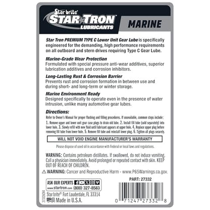 STAR BRITE Premium Type C Gear Lube, Marine-Grade, SAE 75W-90 - size: 32 Oz Quart, style: Type C