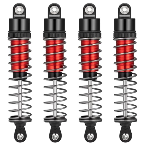 SCX10 TRX4 90MM Shocks Long Threaded Shock Absorber Oil Damper Set | Adjustable Suspension Shock Absorber Damper Kit with Spring for TRX4 TRX6 Axial SCX10 D90 90046 1/10 RC Car (Red-90MM) - color: Red-90MM