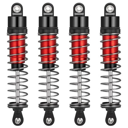 SCX10 TRX4 90MM Shocks Long Threaded Shock Absorber Oil Damper Set | Adjustable Suspension Shock Absorber Damper Kit with Spring for TRX4 TRX6 Axial SCX10 D90 90046 1/10 RC Car (Red-90MM) - color: Red-90MM