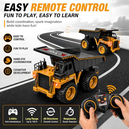Remote Control Dump Truck RC Truck Construction Vehicle Truck Toys with Rechargeable Battery for Toddlers Kids Boys and Girls - style: Dump Truck