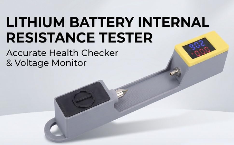 Battery Internal Resistance Meter for Li ion, Dual Color LED Lithium Battery Tester 0-2.5 G, Accurate Health Checker for RC Ebike Batteries