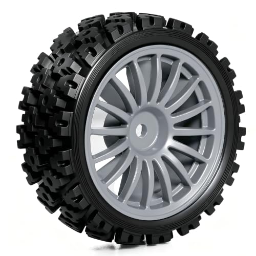 1/10 RC Wheels and Tires，70mm On Road Rubber Tires， for HPI Ken Block's Tamiya XV01 TT01 TT02B Kyosho FAZER MK2 Lc Racing PTG HSP RGT RC 3RACING D5 1/10 RC Rally Car (Grey) - color: Grey