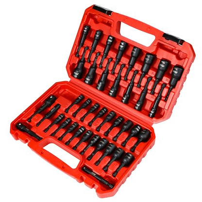 AMM 39PCS Magnetic Nut Driver Set for Impact Drill, Includes Metric & SAE Impact Driver Bit Set, Bit Extension & Drill Bit Adapter | 1/4" Hex Shank | Cr-V Steel - size: 39PC Magnetic Nut Driver Set