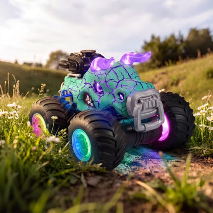 Remote Control Monster Truck Toys - 1000mAh Battery RC Stunt Car | 2.4GHz Remote Control, Flat & Upright 360° Spins, Trucks for Kids Ages 4-12, Birthday & Holiday Gifts for Boys & Girls - color: Green