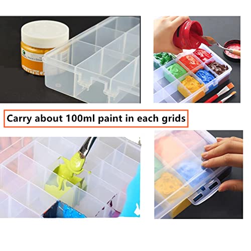 Feadily 1PCS 36 Grids Large Plastic Organizer Box with Dividers, Compartment Organizer Box for Nail Accessories/Screw/Sewing Arts and Oil Paint, Bead Storage Containers 14.9" x 9.2" x 1.9" (Clear) - size: 1PCS 36Grids