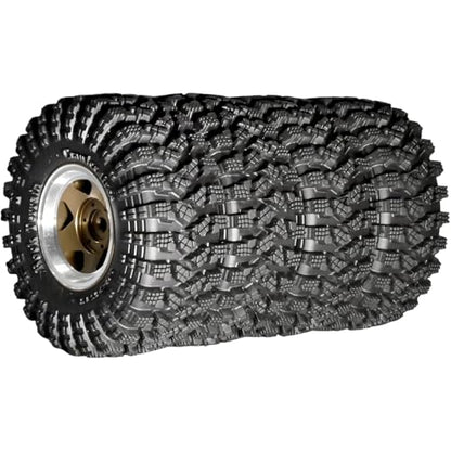 1.3” RC Beadlock Wheel Tires Set 70*26mm for 1/18 1/24 SCX24 TRX4M, Bronze | Aluminum Wheel Rims Super Large Soft Mud Terrain Rubber Off-Road Tires for 1/18 1/24 Micro Crawler Car SCX24 TRX4M Upgrade - color: Bronze