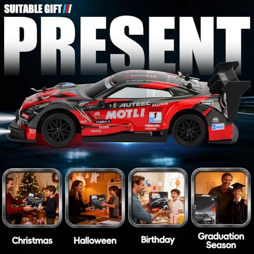 RC Drift Car, 1:24 Scale Remote Control Drift Cars | 2.4GHz 4WD Drifting Cars, 30km/h High-Speed RC Race Car Vehicle, Racing Sport Toy Ideal Gift for Boys Girls Kids - color: Red