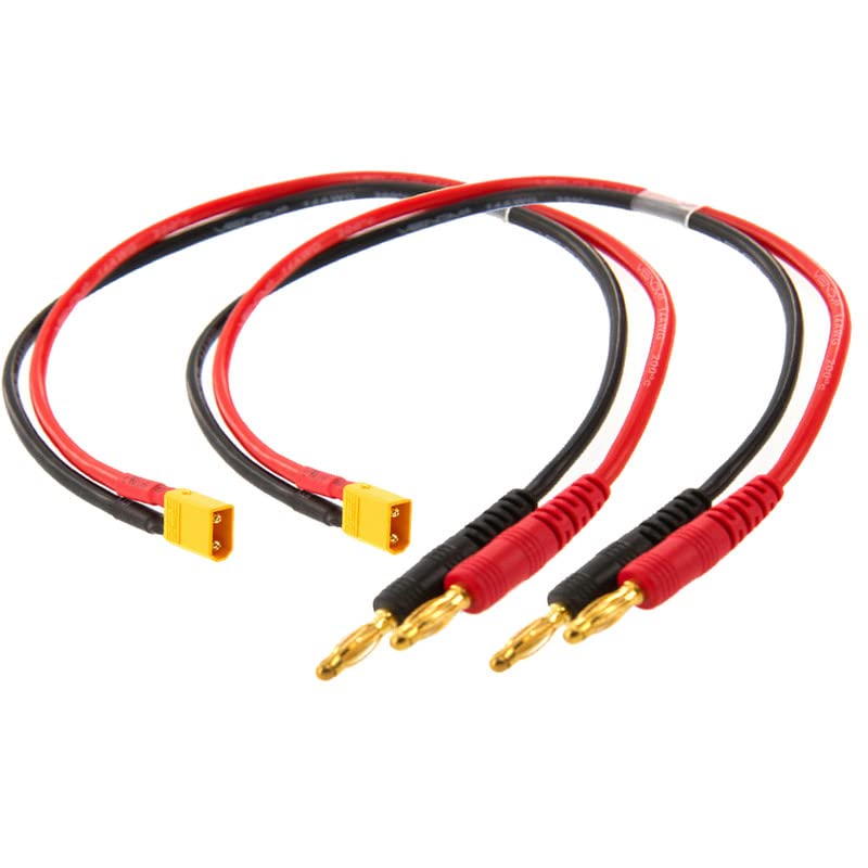 2pcs XT30 Male Connector to 4MM 4.0MM Bullet Connector Banana Plug RC Battery Charging Cable with 11.8inch 16AWG Silicone Cable for RC Helicopter Quadcopter Lipo Battery - size: XT30 Charge Cable