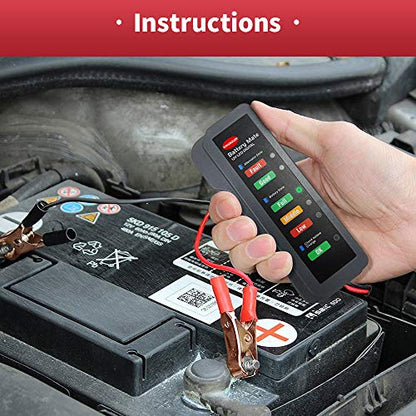 KINGBOLEN 12V Car Battery Tester & Alternator Analyzer LED | Automotive Battery Checker with Charging System Test, Alternator Output Monitor, LED Indication for Cars, SUVs, Trucks