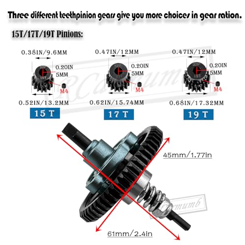 54T Spur Gear Upgrades Part for Slash Stampede Rustler 4X4（VXL）, Hardened Steel Slipper Clutch Eliminator 54T Spur Gear with Pinions Gears Set(15T 17T 19T) RC Upgrades,#6878,Titanium - color: Titanium(54T)