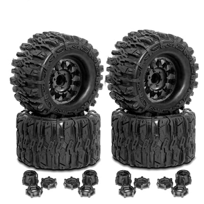 Dantenran 1/8 1/7 RC Monster Truck Tires OD 6.69" And Wheels 12mm 14mm 17mm Hex For 1:7 1:8 1:10 Off Road Truck Car Traxxas Maxx Tmaxx Summit ERevo 3.3 Arrma KRATON Notorious Outcast 6S Typhon 3S (L3)