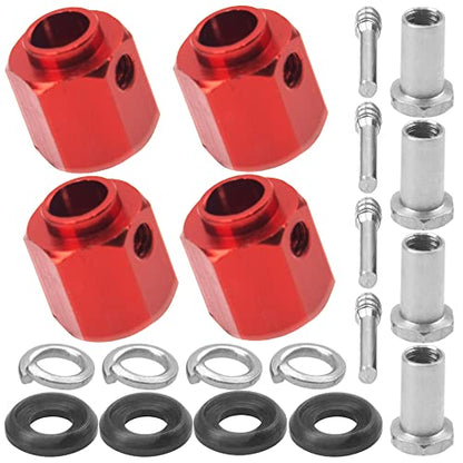 ShareGoo Aluminum RC 12mm Hex Extended Wheel Hex Hub Extension 12mm Offset Spacers Compatible with Traxxas TRX4 TRX6 1/10 RC Crawler (12mm, Red) - color: Red, size: 12mm