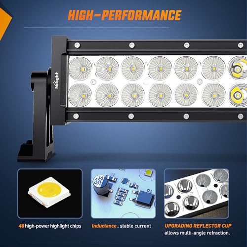 Nilight 42Inch 240W Spot Flood Combo Led Light Bar Off Road Driving Lights Boat Lights Fog Light 12V On/Off 5 Pin Rocker Switch Power 14AWG Wiring Harness Kit-1 Lead for Trucks - size: 42Inch 240W Light Bar +Wiring Harness