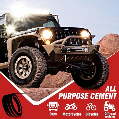 Chemical Vulcanizing Cement 8.5 FL.Oz, All Purpose Tire Repair Glue, Fast Dry Rubber Cement, Clear Patch Plug Kit with Brush Top Can for Car, Motorcycle, Bike