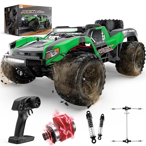 JM Racing 1:12 RC Car, 40KPH 4WD Off-Road Monster Truck for Adults and Kids | Rechargeable Battery, Waterproof RTR Design, LED Lights, Spare Tire, All-Terrain Racing Toy for Boys, Teens and Hobby Drivers