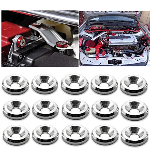 STETION 25 Pcs Fender Bumper Washer Bolt Stainless Steel M6x20mm CNC Finishing Washer Engine Bay Dress Up Fastener Kit (SS) - color: SS