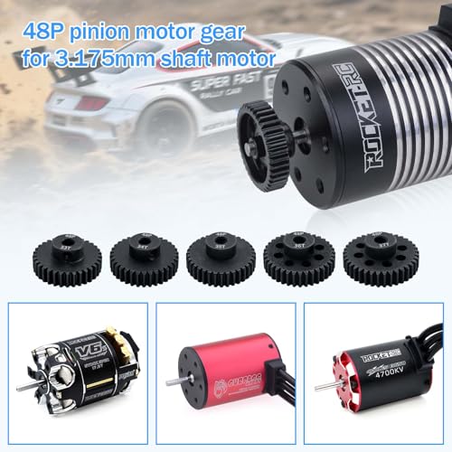 48P 33T 34T 35T 36T 37T Pinion Gear Sets with Screwdrivers for 3.175mm Shaft Brushless Brush Motor Compatible with Arrma HPI Kyosho Losi Axial Traxxas Tamiya 1/10 RC Car Monster Truck Buggy - size: 33T 34T 35T 36T 37T