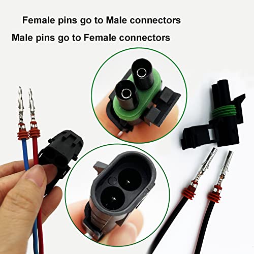 18-14 AWG 2 Pin Connector Waterproof Weather Pack Connectors Kit (10 Set) | Twippo 2 Wire WeatherPack Male and Female Automotive Electrical Wire Connectors Quick Disconnect Plug Terminals 18-14 Gauge - size: 2pin/10kit/18-14AWG
