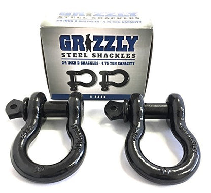 D Ring Shackles, 3/4 Inch, Black, 2 Pack – Heavy Duty Forged Steel with 4.75 Ton Capacity – Ideal for Jeeps, ATV’s, Trucks to use with Recovery,Towing, Snatch Straps,Snatch Block,Tree Savers