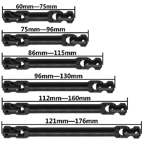 2Pcs Vgoohobby Universal Drive Shaft RC Crawler Driveshaft Compatible with Traxxas TRX4 Axial SCX10 AXI03007 Redcat Gen7 RC4WD D90 TF2 1/10 RC Crawler Car (Black,68-86mm)