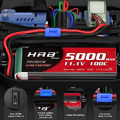 HRB 2PCS 3S 5000mAh Lipo Battery EC5 100C 11.1V Compatible with RC Plane